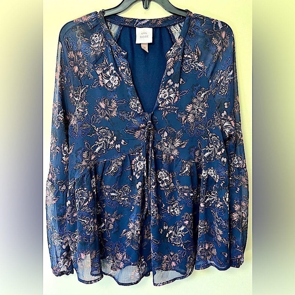 Knox & Rose Blue Floral Blouse